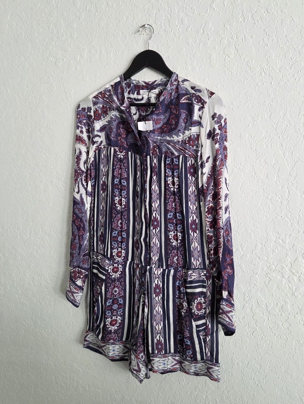 Isabel Marant Etoile Tayler Paisley Playsuit Long Sleeve Lightweight Romper - Picture 3 of 11